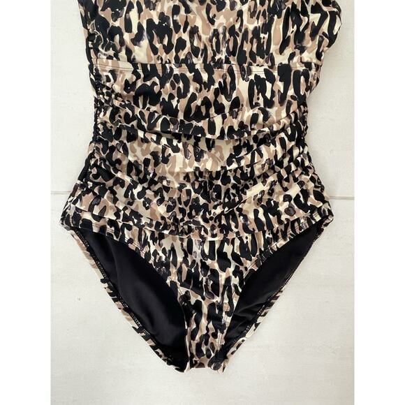 Ellen Tracy Swim One Piece Swimsuit One Shoulder Print Swimwear - Picture 3 of 8